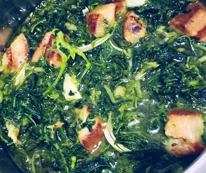 Tapioca leaves cooked with Stewed pork|MeLicious Foodさん