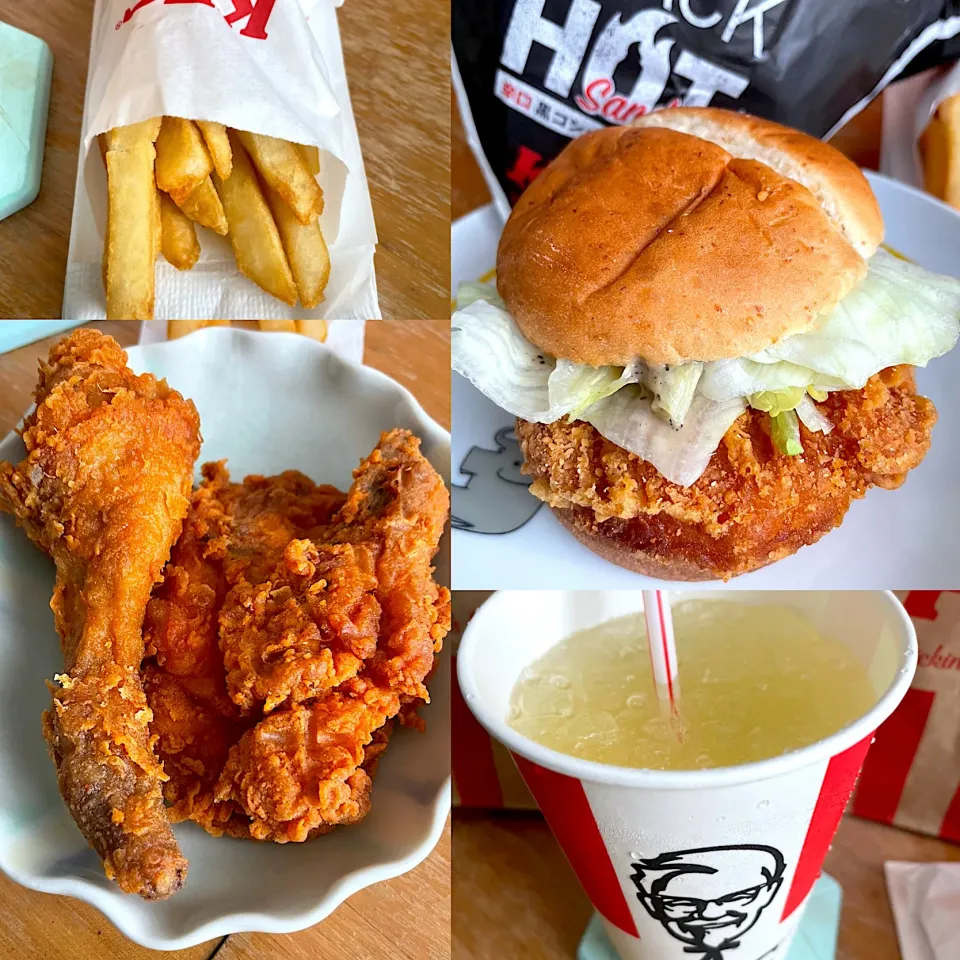 KFC ブラックホットサンド🍔　レモネードソーダ🥤　ポテト🍟|るみおんさん