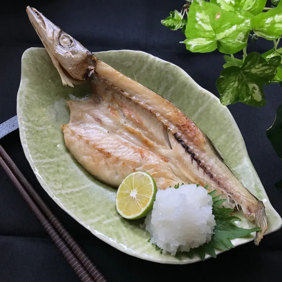 Snapdishの料理写真:🐟あぁ日本人で良かったぁ〜♬と思う食事　カマスの一夜干し🍚🥢|Hollyさん