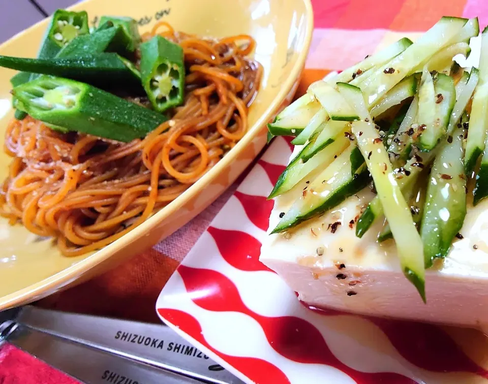 7種スパイス夏パスタ(豆100%麺)
塩ダレ冷奴|マギーさん