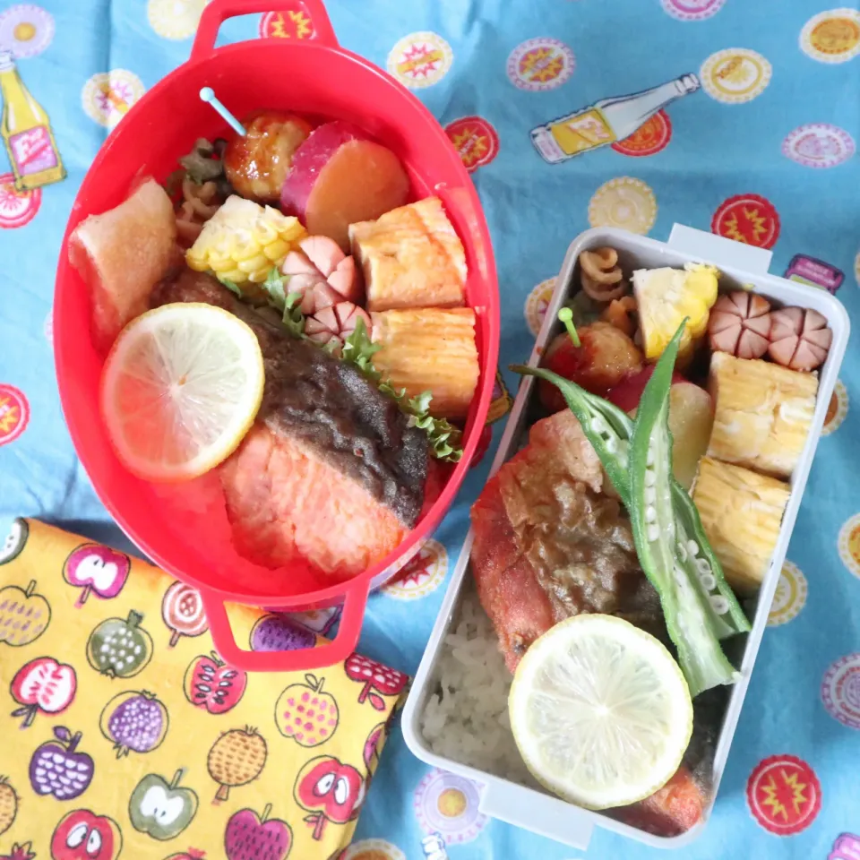 高校生男子弁当＆中学生男子弁当🍱鮭のムニエル|なかじー。さん