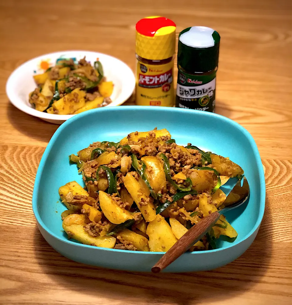 ひき肉とポテトのカレー炒め|わたげさん