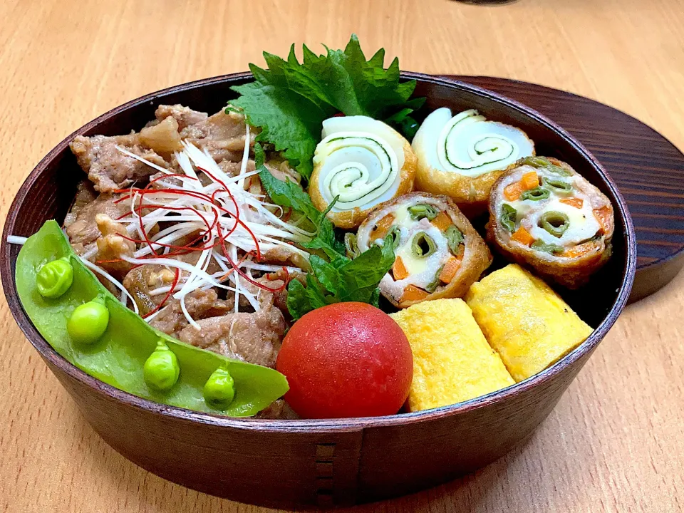 豚肉甘煮＆肉巻き丼弁当|ちかちかさん