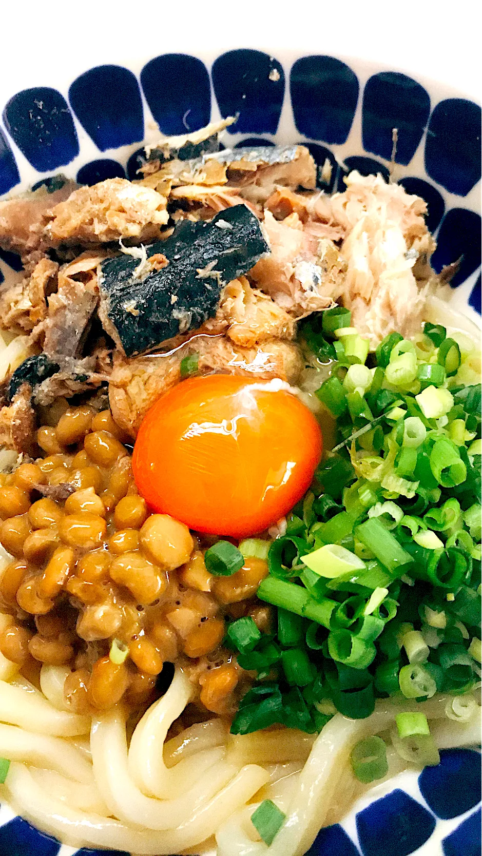 サバ缶と納豆の釜玉うどん。|ケイコさん