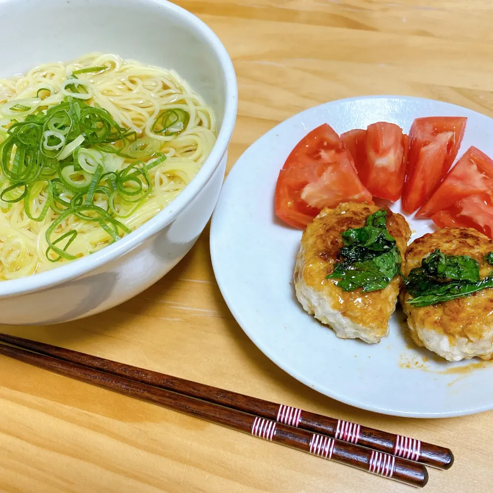 ラーメン・つくねの照り焼き・トマト|Rinaさん