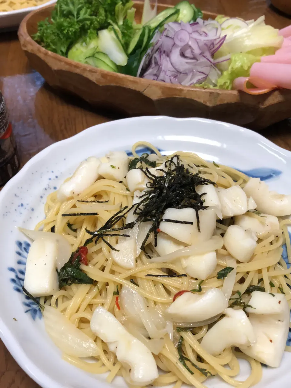 Snapdishの料理写真:イカと大葉の和風ペペロンチーノ|yukiさん