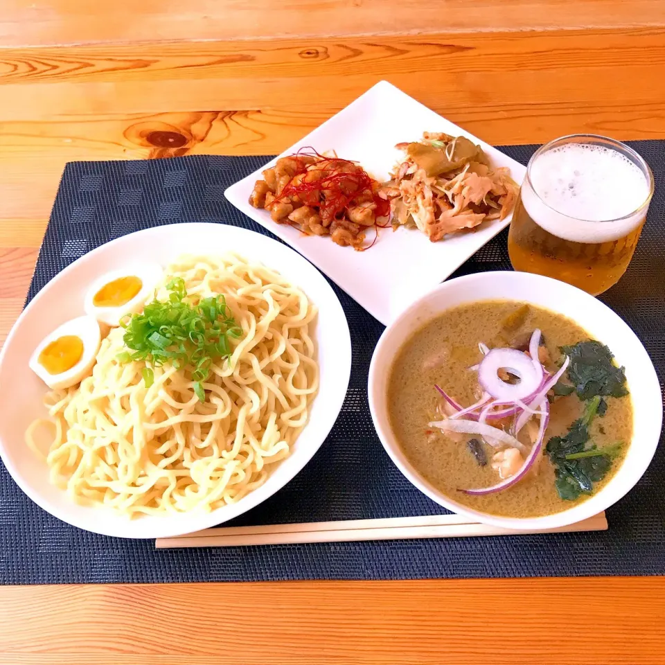 Snapdishの料理写真:グリーンカレーつけ麺 ひやあつ|Ruotoさん