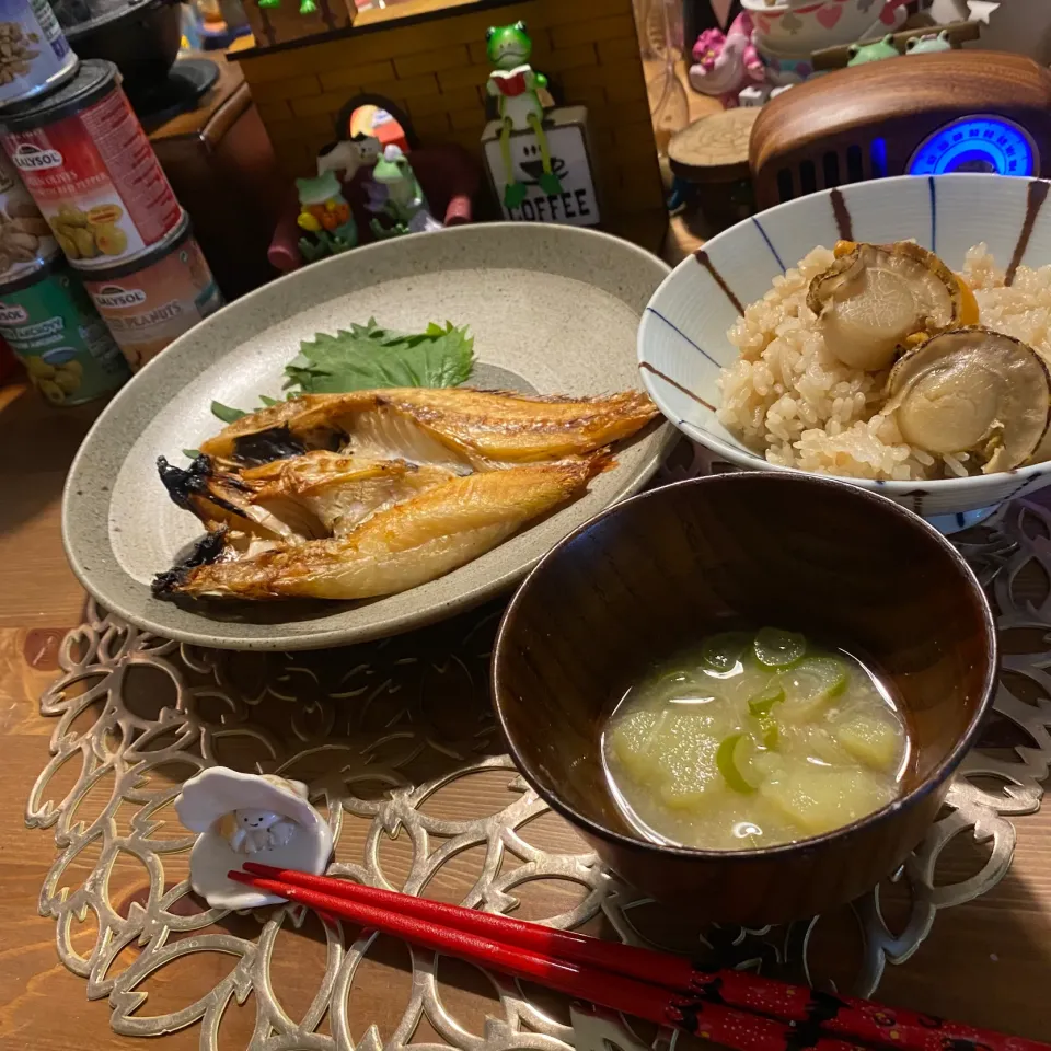 ・ほっけ・帆立ご飯・青さのお味噌汁|まぁちゃんさん