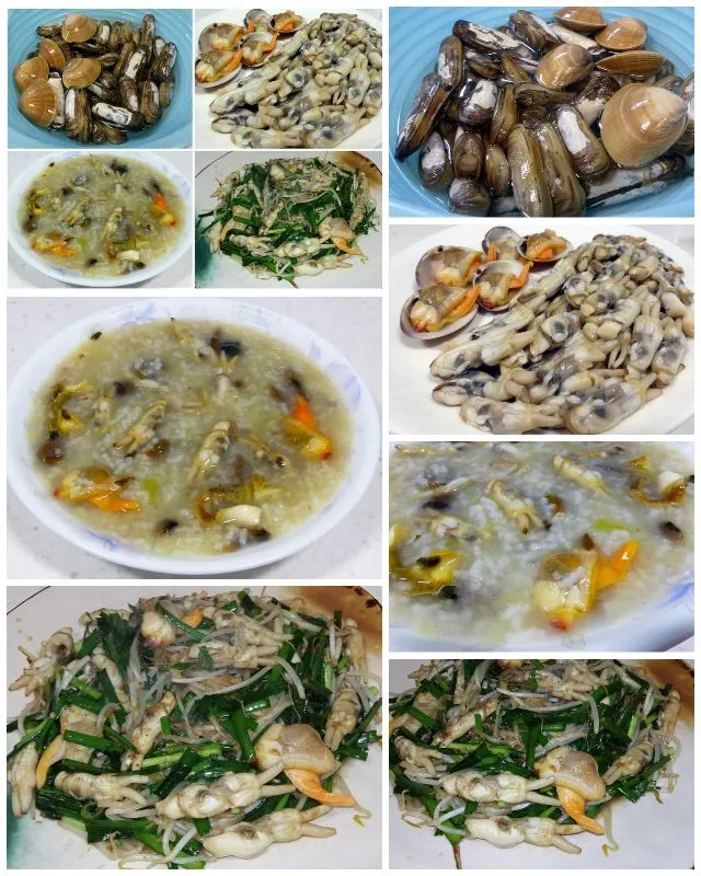 shellfish congee/shellfish stirfry|steven z.y.さん