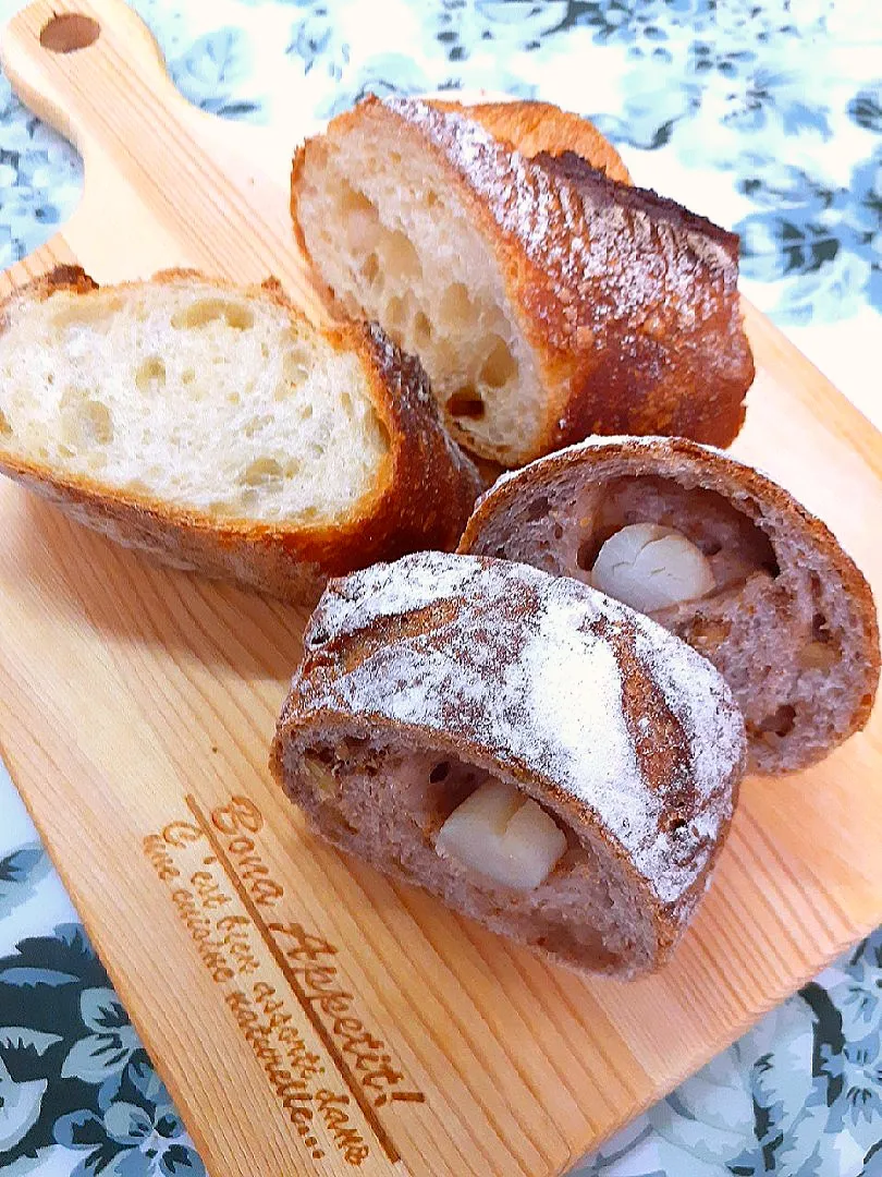 🔷横浜中華街隠れ家パン屋🥖🍞【のり蔵】🔷1️⃣貝柱とくるみ2️⃣バタール🥖断面の巻き😊|@きなこさん