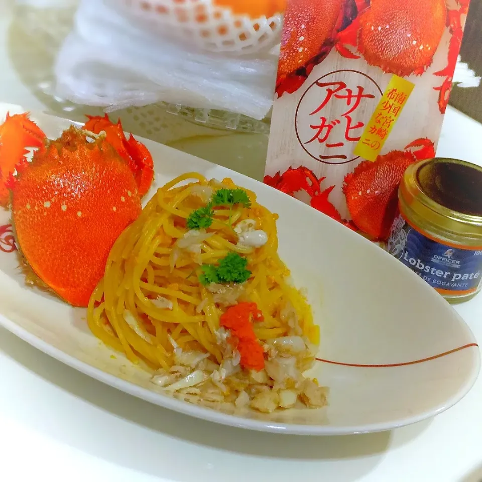 アサヒガニとロブスターペーストのパスタ|osanpowankoさん