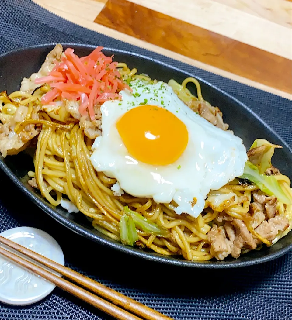 卵焼きのせ焼きそば|かんきちさん