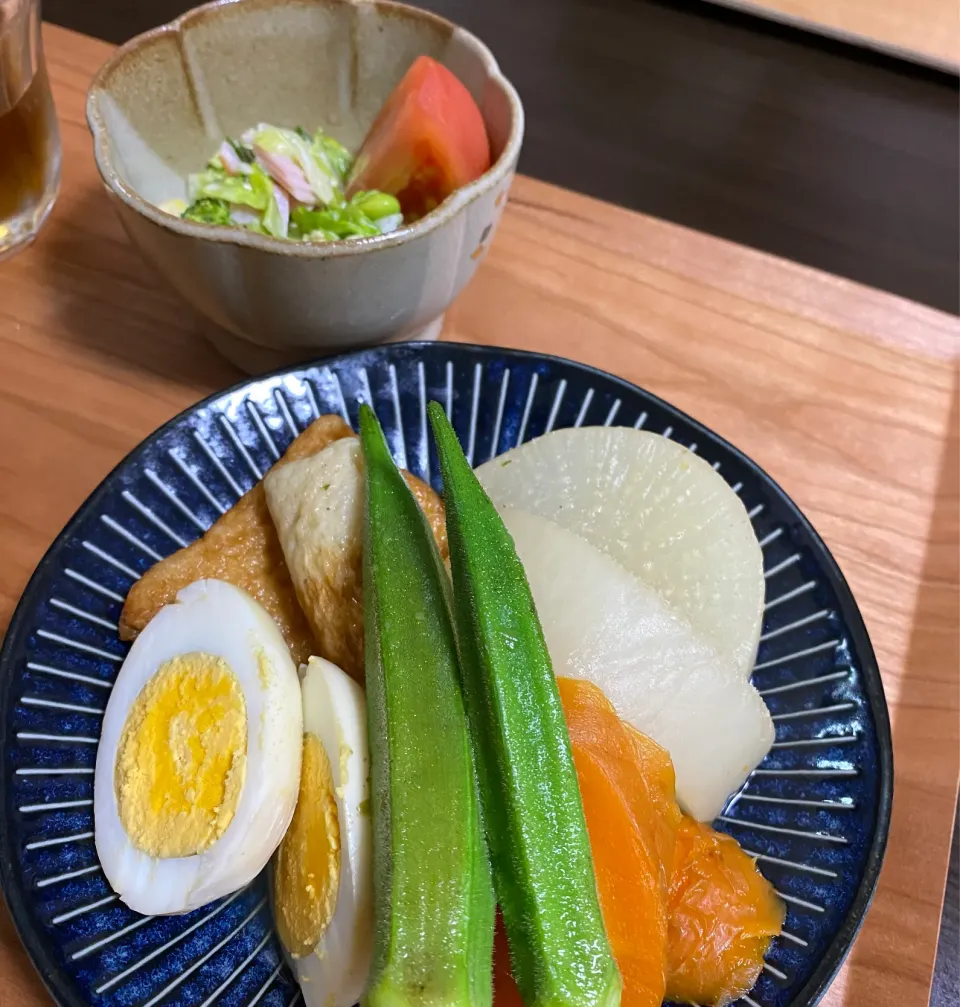 おでん風煮物　茹でキャベツマヨサラダ|ちぐあささん