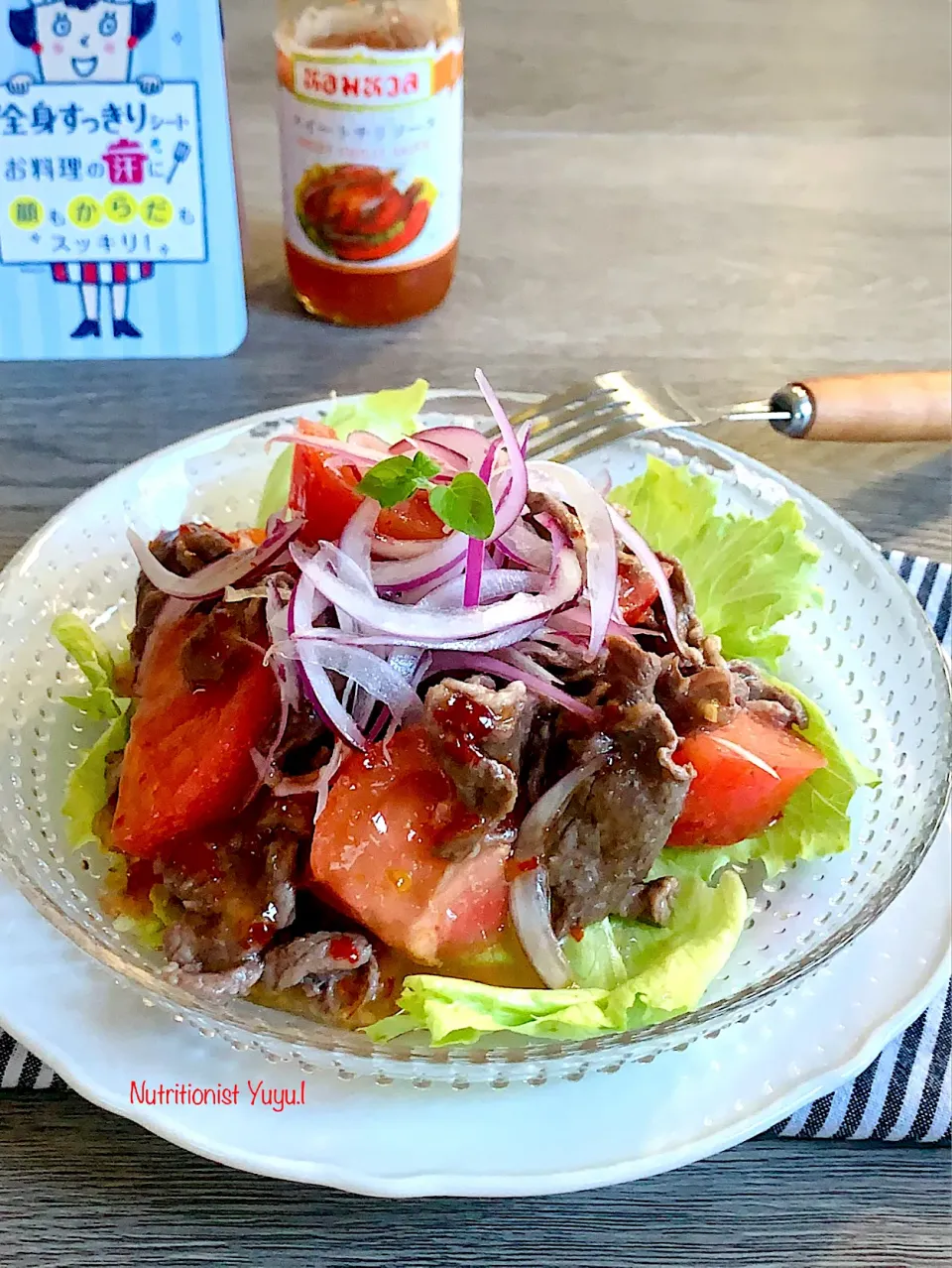 牛肉とトマトのスイートチリサラダ|ゆーこどんさん