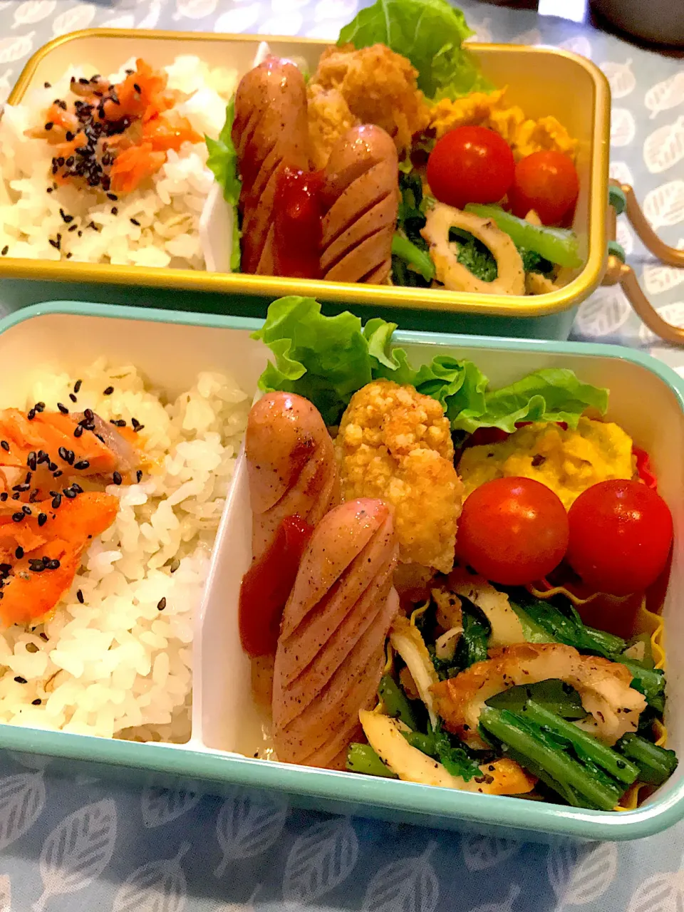 2021.7.20  ＊今日のお弁当＊かぼちゃのサラダ＆小松菜の胡麻和え＊|rinrin*mama*さん