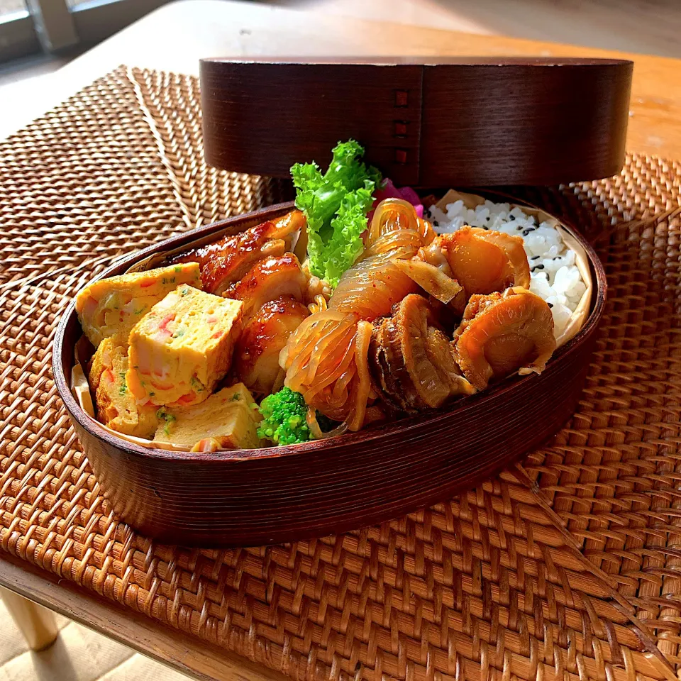 帆立と糸蒟蒻しぐれ煮　　　　　　　　　　　ハニーマスタードチキン|あやみんさん