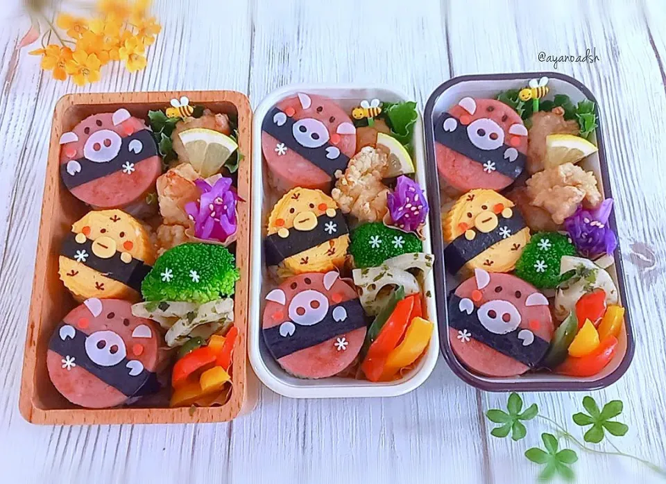 🐷まんまるブタさんと🐥まんまるトリさん
炒飯おにぎり弁当|ayano.adshさん