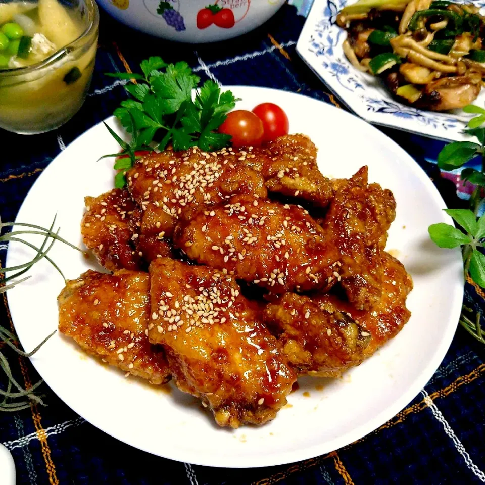 ヒロさんの料理 鶏手羽先の甘辛唐揚げ🐔|とまと🍅さん