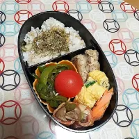 今日のお弁当
・もち麦入りごはん
・卵焼き
・鮭の西京焼き
・蓮根のはさみ焼き
・ピーマンの炒め物
・エリンギとアスパラのベーコン巻き|nicoさん