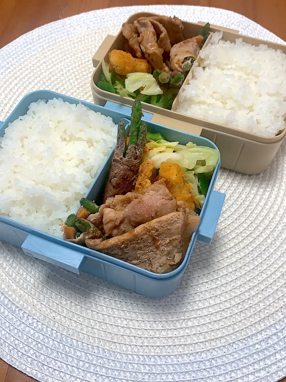 肉3種全部入り弁当　チキンナゲット　豚生姜焼　アスパラ牛肉巻|Mzkさん