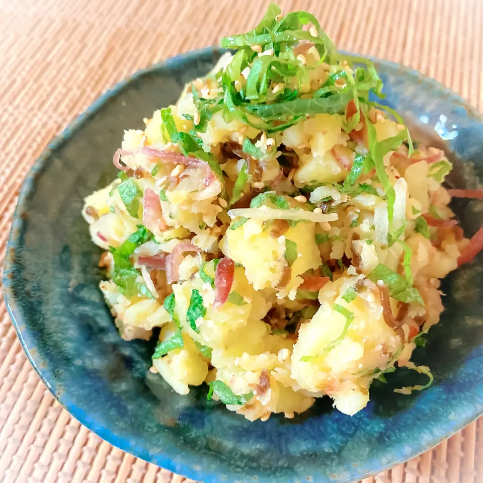 電子レンジで♪薬味たっぷり❁⃘梅わさびポテサラ|にゃんぺこさん