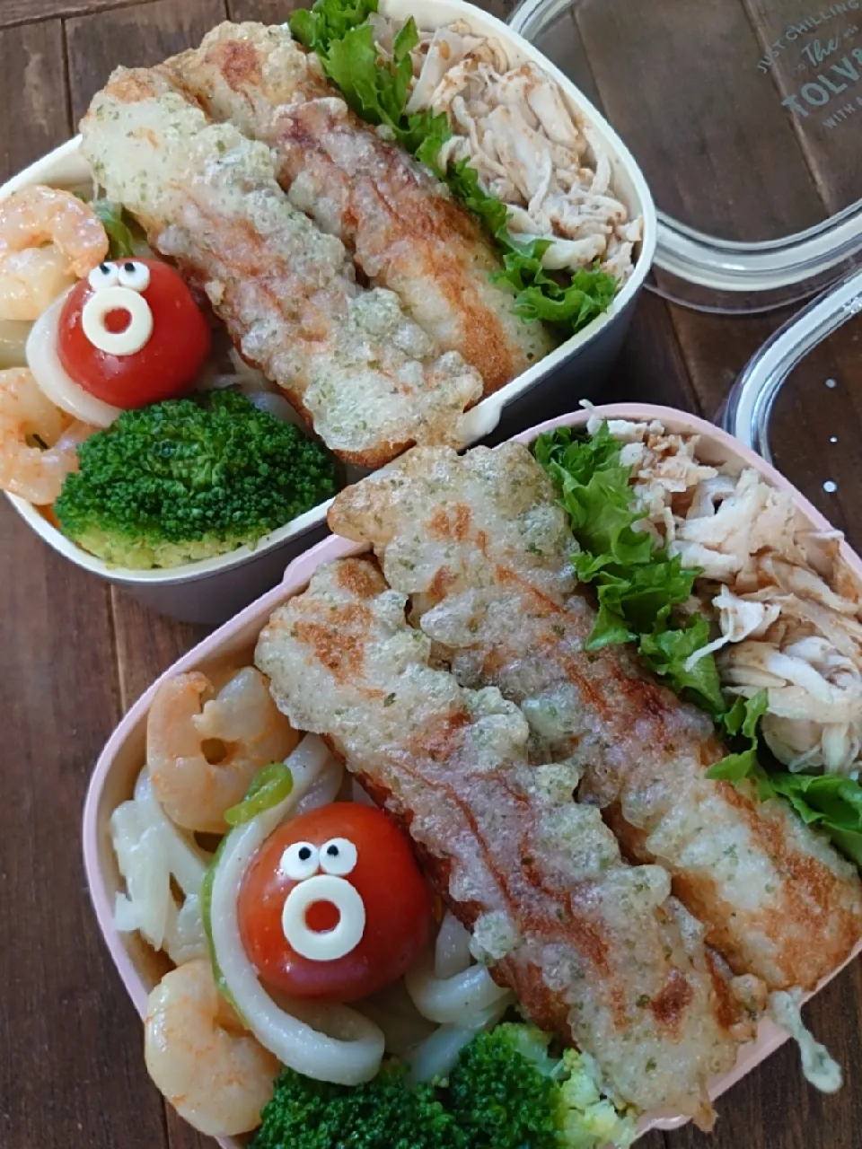 Snapdishの料理写真:漢の…姉妹用🍱ちくわの磯辺揚げ付き焼きうどん弁当|ᵏᵒᵘさん