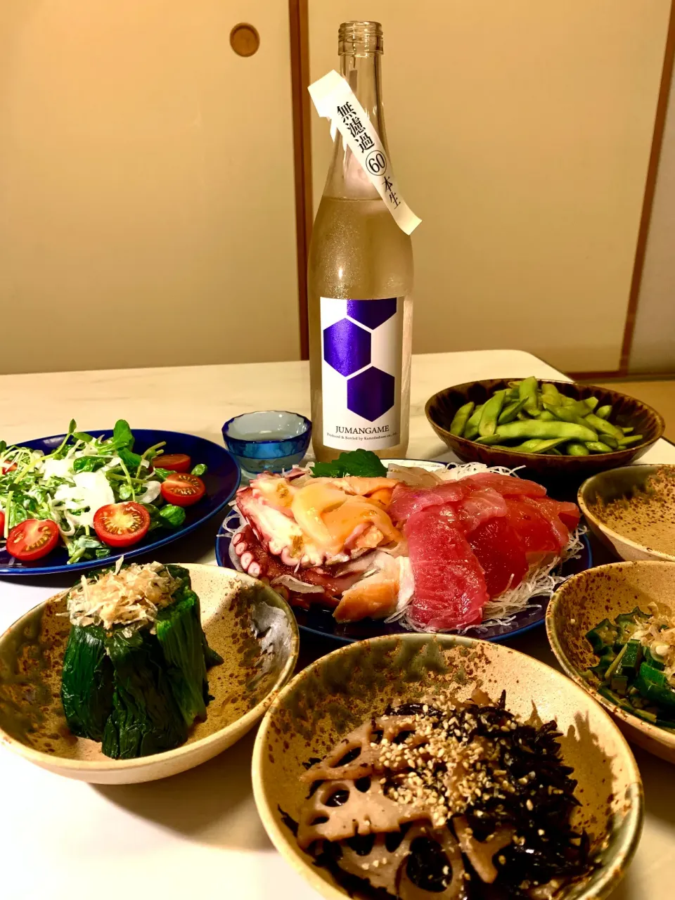 Snapdishの料理写真:日本の夏　刺身と枝豆|カウボーイさん