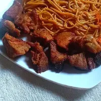 spaghetti and beef suya|ladyjoyさん