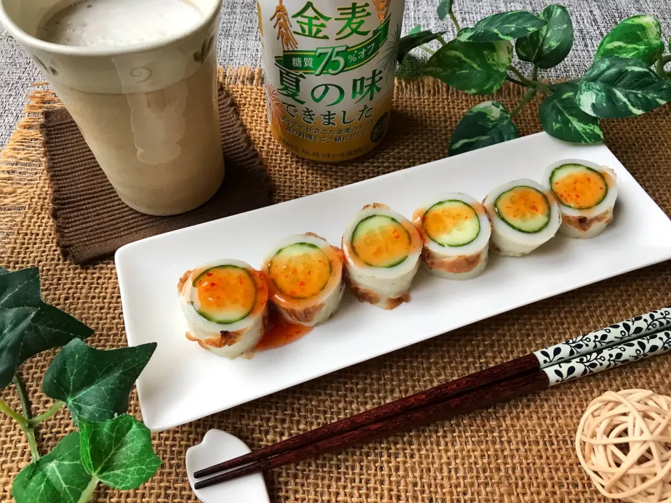 ヨッチャンさんの料理 丸ごとちくきゅう🥒紀文の5本入りちくわでも作れるよう試行錯誤‼️|まなまな♡さん