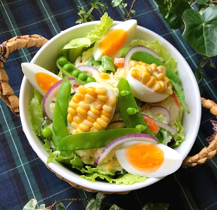 🥔🥗我が家の定番❣️具沢山ポテサラはコーンたっぷりバージョン🌽🥗|Hollyさん