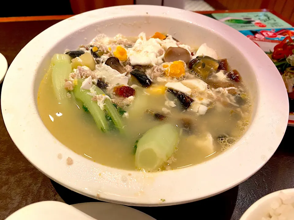 Seasonal vegetables with eggs in soup|skyblueさん