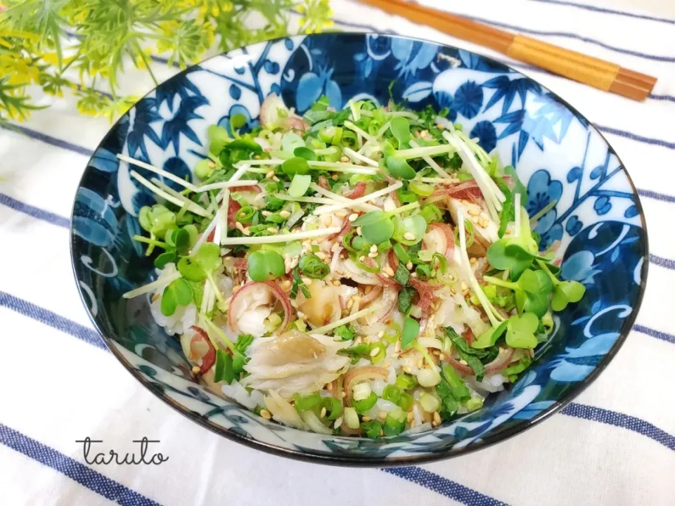 Snapdishの料理写真:焼きサバと香味野菜のサラダ風ごはん😋🥗|taruto⭐️さん