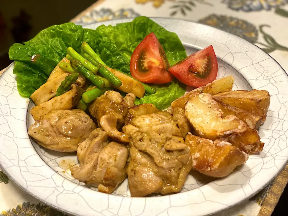 ジャマイカジャークチキン🇯🇲プレートで晩御飯🍻|まめすけ。さん