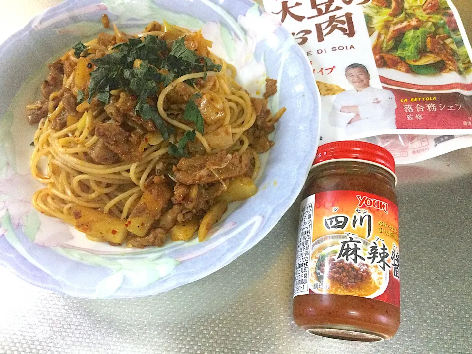 ポテトと大豆肉の麻辣醬ペペロンチーノ|detsuyoさん