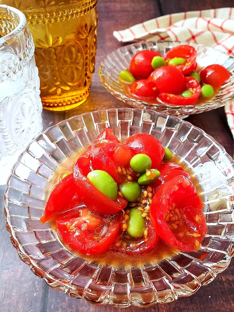 ちぎりトマトと枝豆の中華サラダ|こはるのスマイルごはんさん