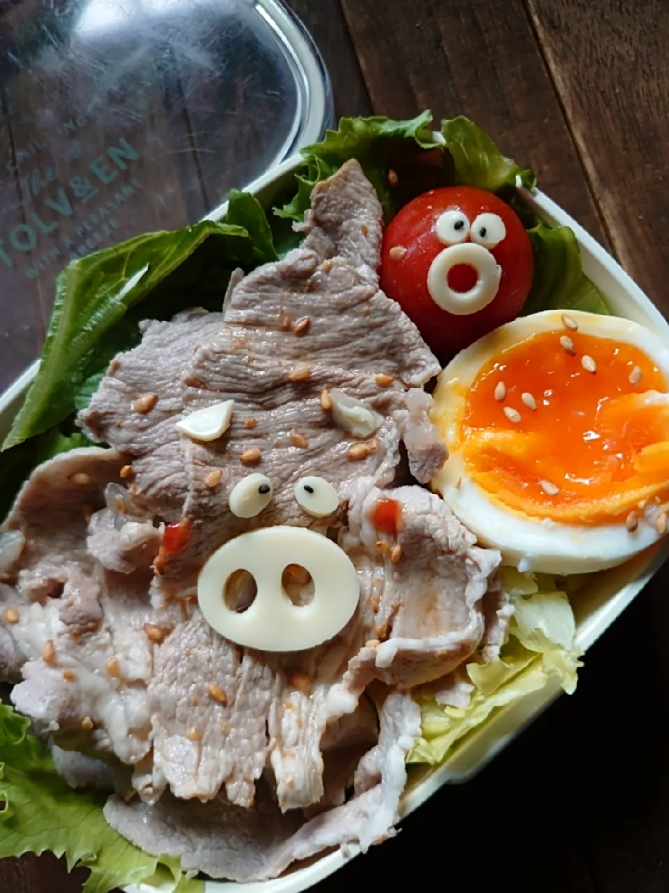 Snapdishの料理写真:漢の…長女用🍱ポン酢でサッパリ冷しゃぶ弁当|ᵏᵒᵘさん