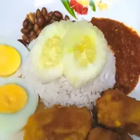 Snapdishの料理写真:traditional nasi lemak with Japanese style fry chicken|ARJUNさん