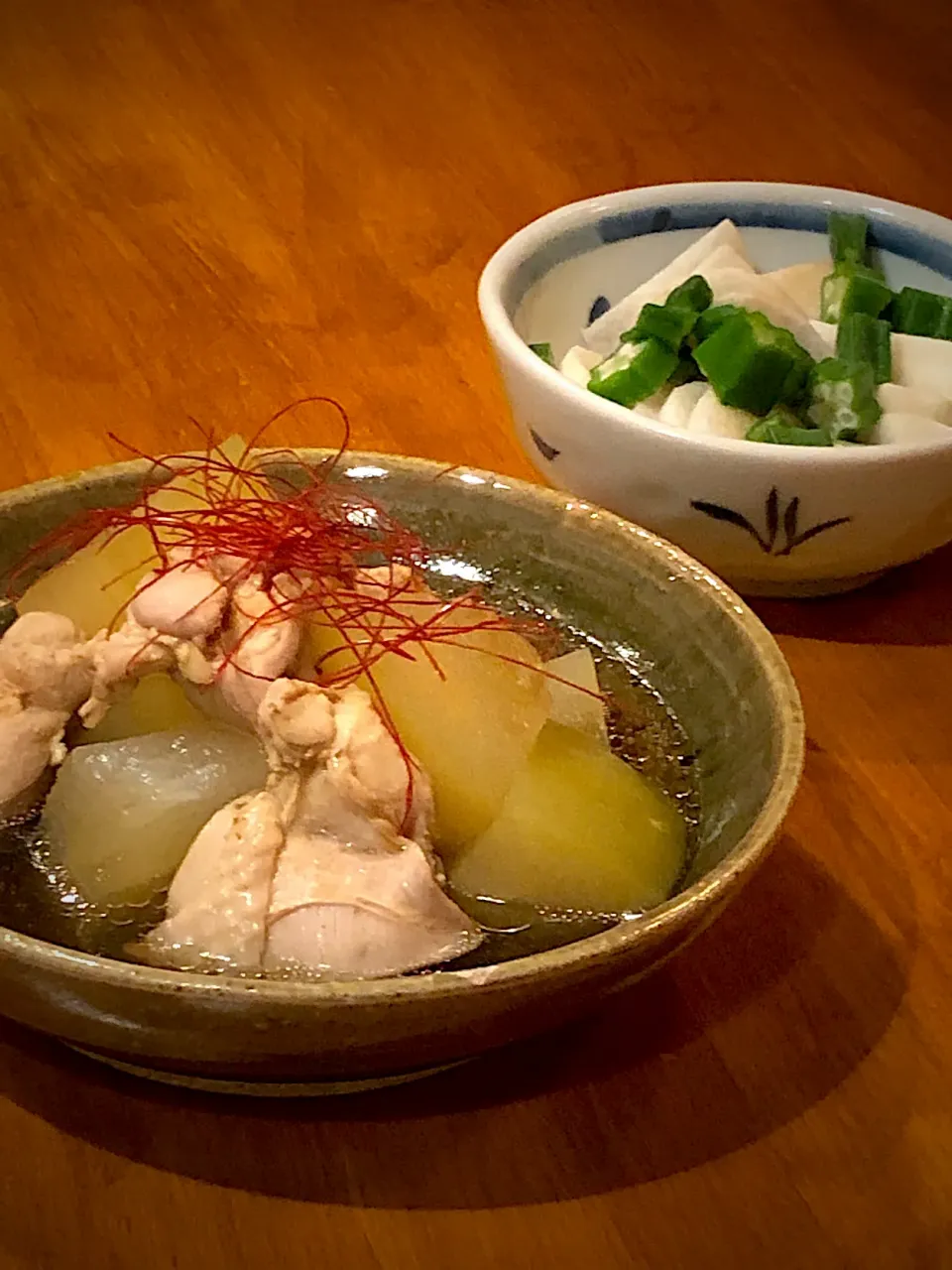 冬瓜と鶏肉の煮物、ネバネバサラダ|K(カンナ)さん