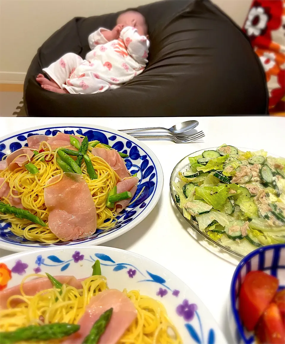 アスパラと生ハムのパスタ|ちゅぱきちさん