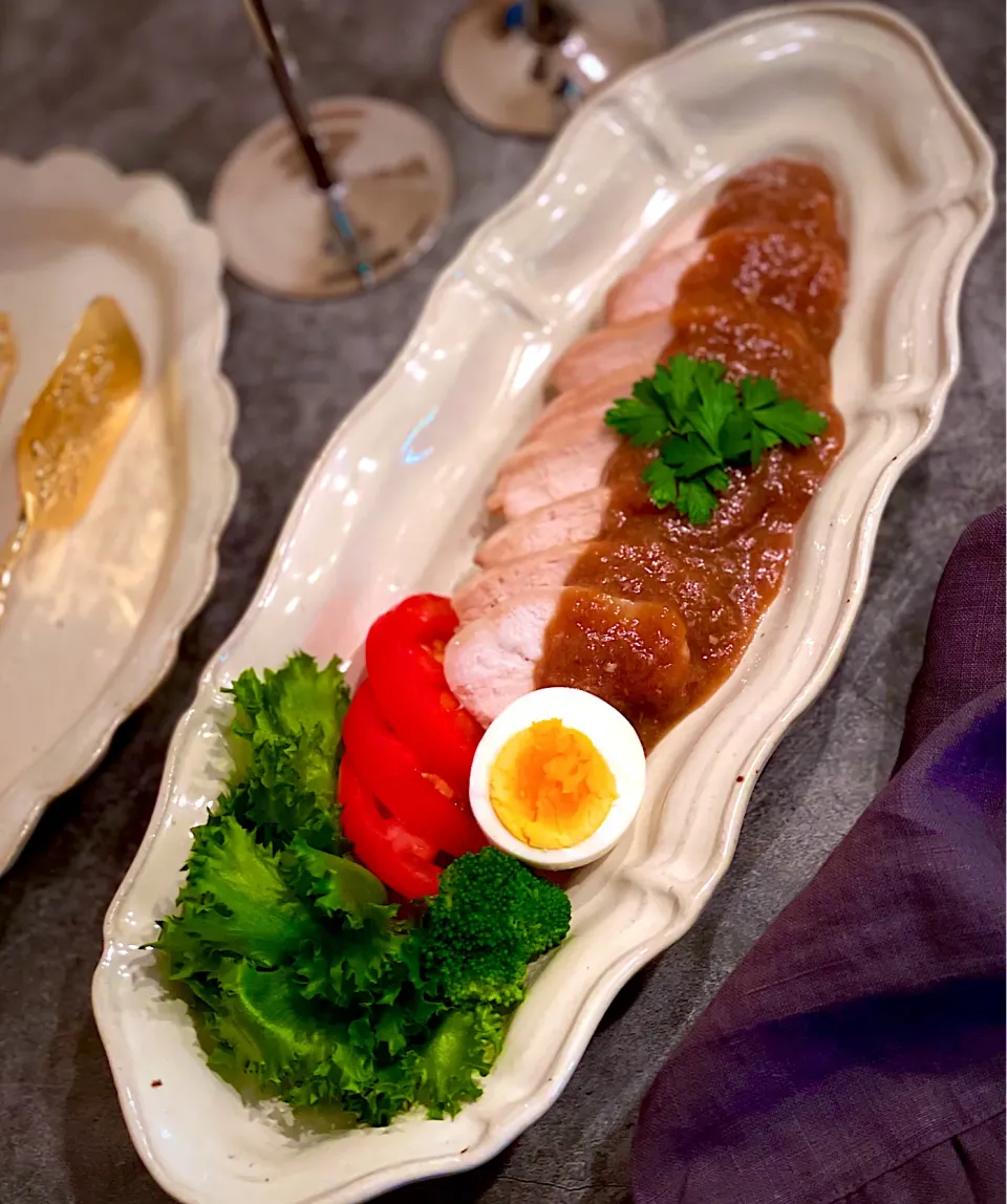 Snapdishの料理写真:しつこく鶏ムネ肉チャーシュー(•͈⌔•͈⑅)♡|AXさん