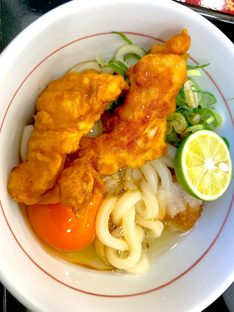 Snapdishの料理写真:鶏天のすだちおろしうどん＋卵|すくらんぶるえっぐさん