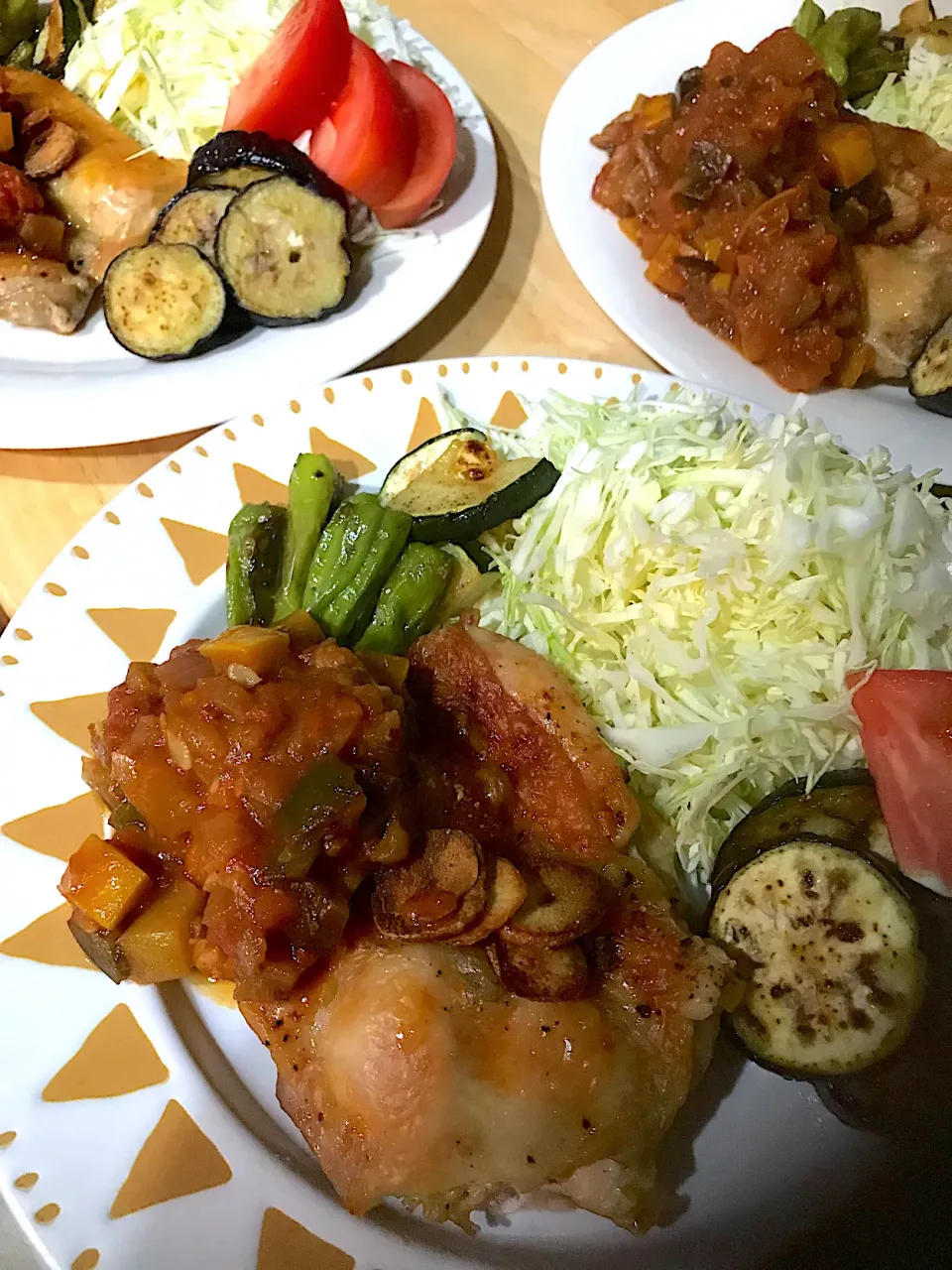 お庭満載なチキンステーキな晩御飯|ちーさん