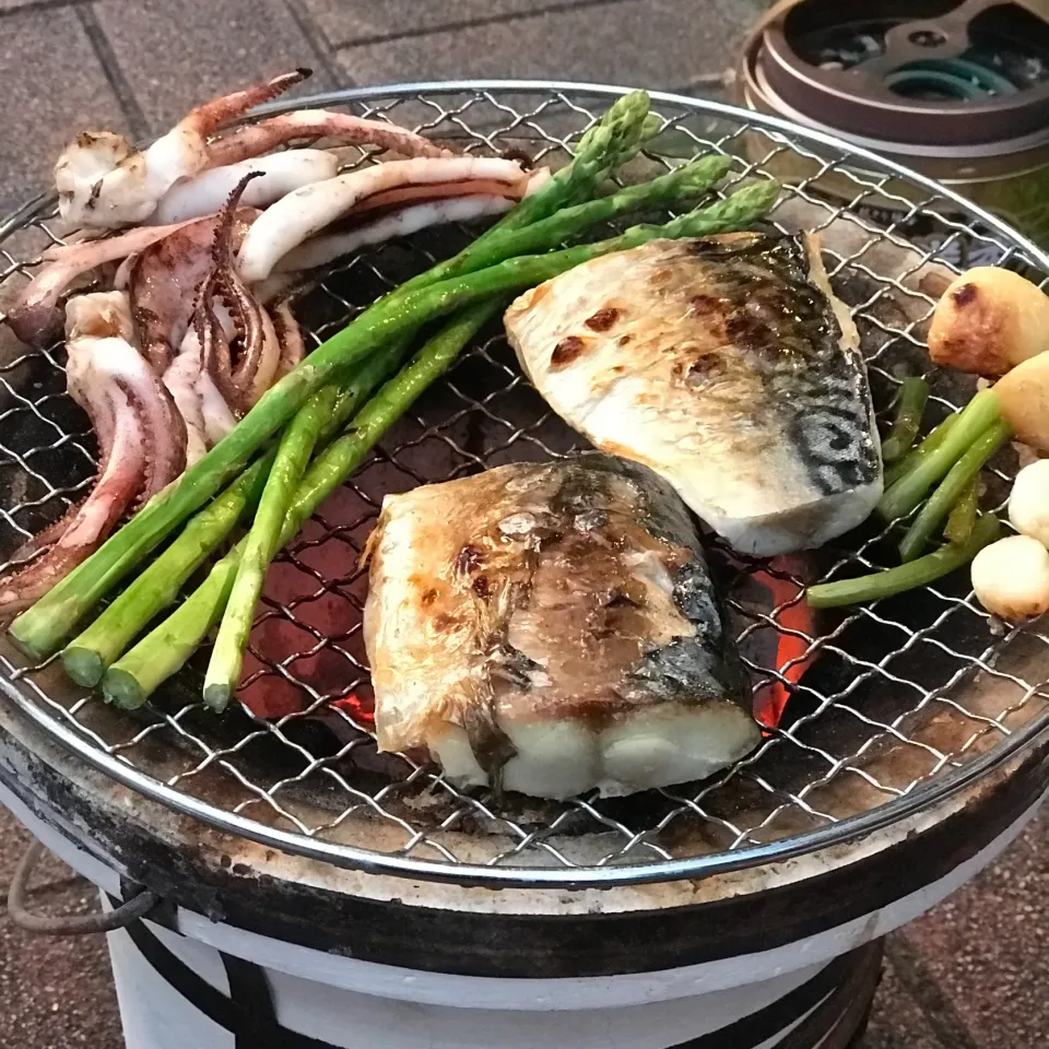 #bbq#おうちでbbq#夏野菜#魚#イカの一夜干し#一夜干し#シーフード|☆ゆきるん☆さん