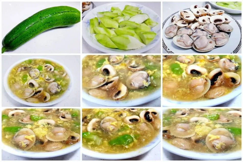 loofa, clam and mushroom egg drop soup|steven z.y.さん