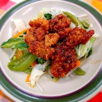 鶏から揚げと野菜のさっぱりあえ