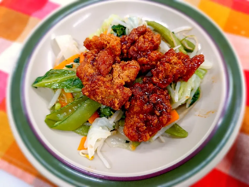 鶏から揚げと野菜のさっぱりあえ|よっしー(=^ェ^=)さん