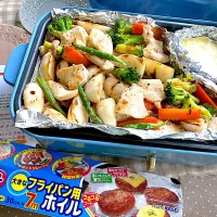 マヨ鶏と野菜のぎゅうぎゅう焼き
ホットプレートde★チーズフォンデュ🧀
【旭化成ホームプロダクツ『クックパー®️フライパン用ホイル』30cm×7mを使って♪】