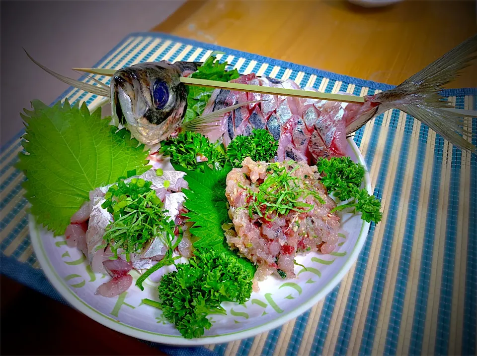 県内産大鯵お造り(お刺身&タタキ＆なめろう)                    激安355円|やまひろさん