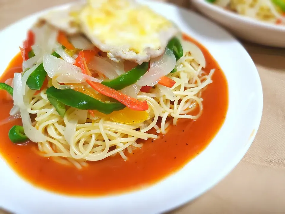 名古屋めし🍝ポークピカタのあんかけスパ|みよぱさん