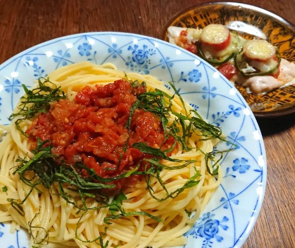 トマトパスタとささみピザ|☆ちび☆さん